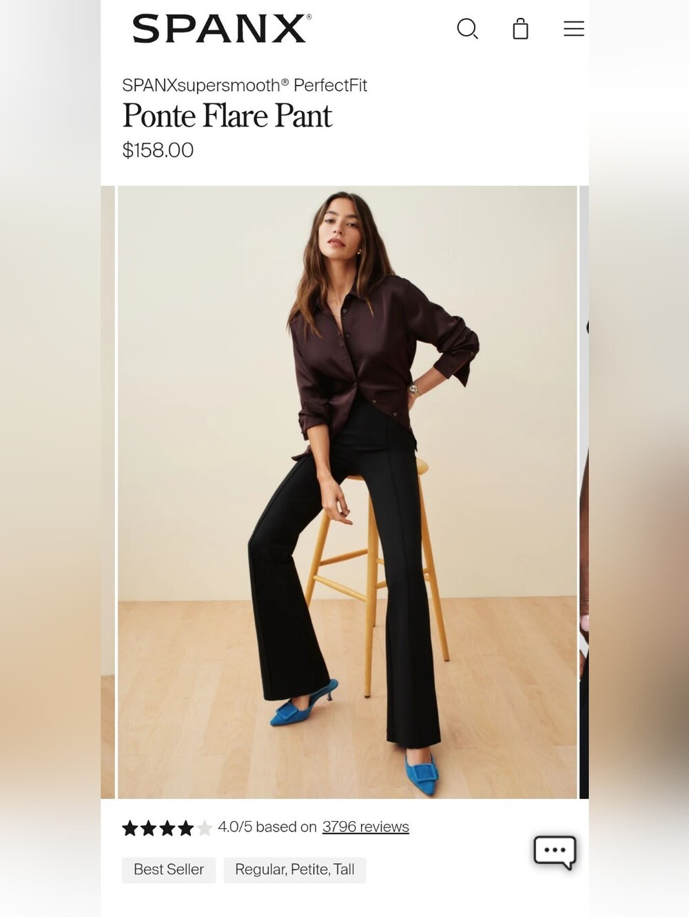 Spanx Ponte Flare Black Pant